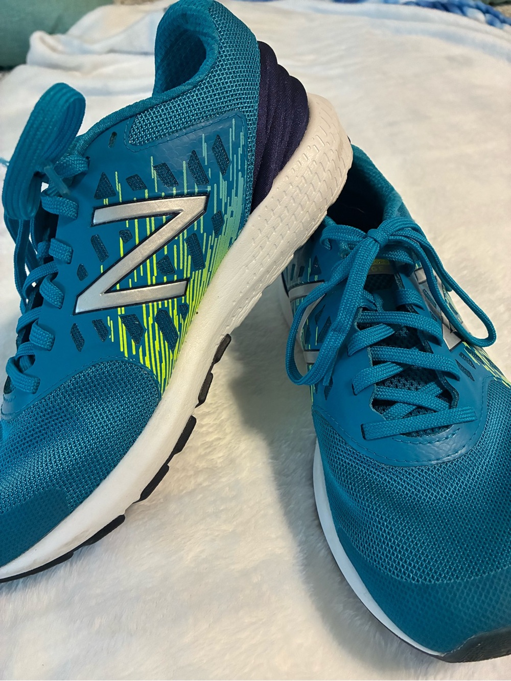 New Balance Kids Teal and Neon Green Athletic Sneakers